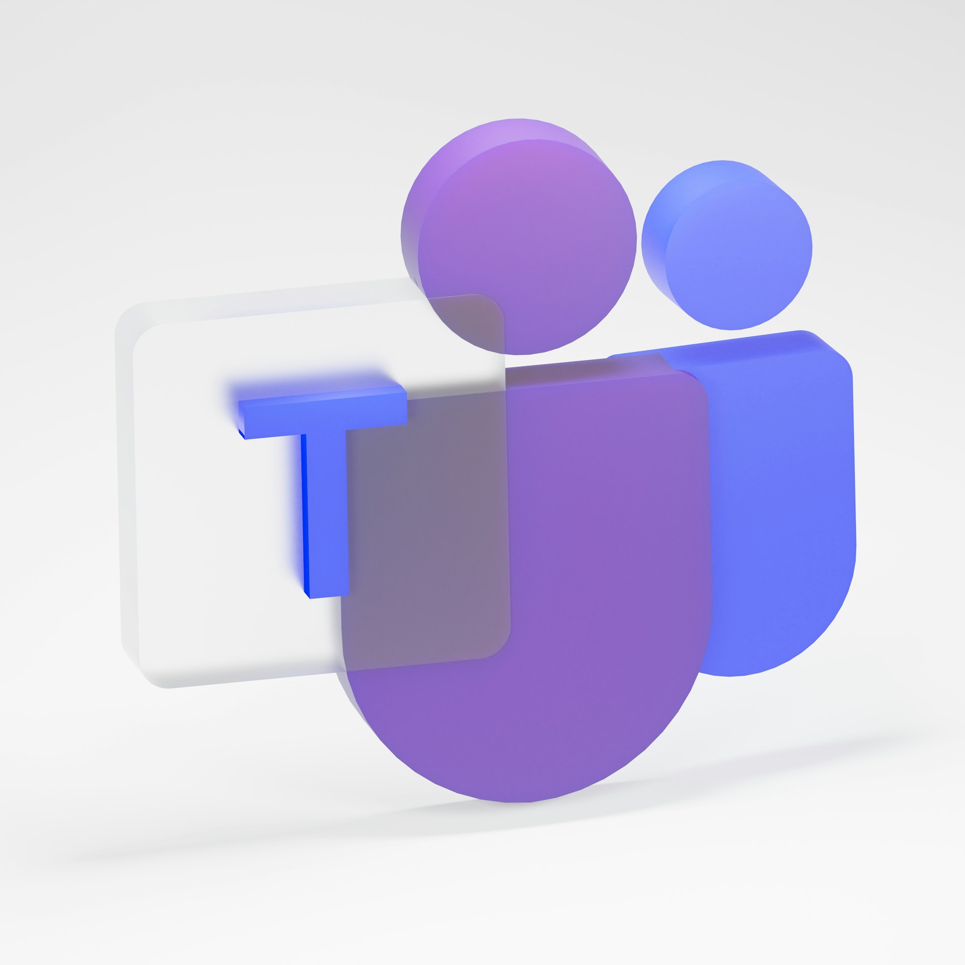 Microsoft Teams official logo with the T written in blue on a transparent box