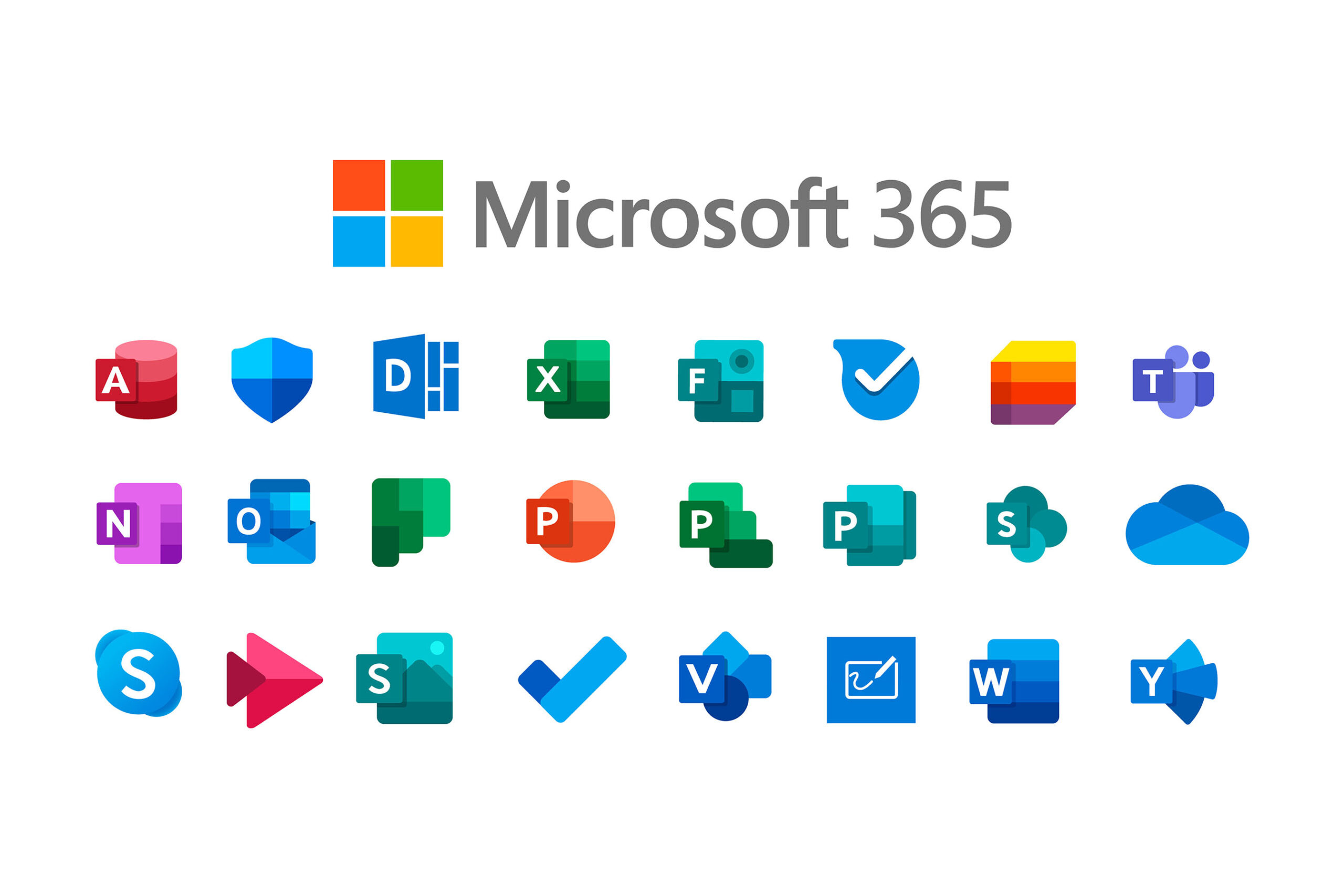 The Microsoft 365 official logo with all its apps below it